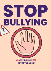 Cream Purple Simple Stop Bullying Poster